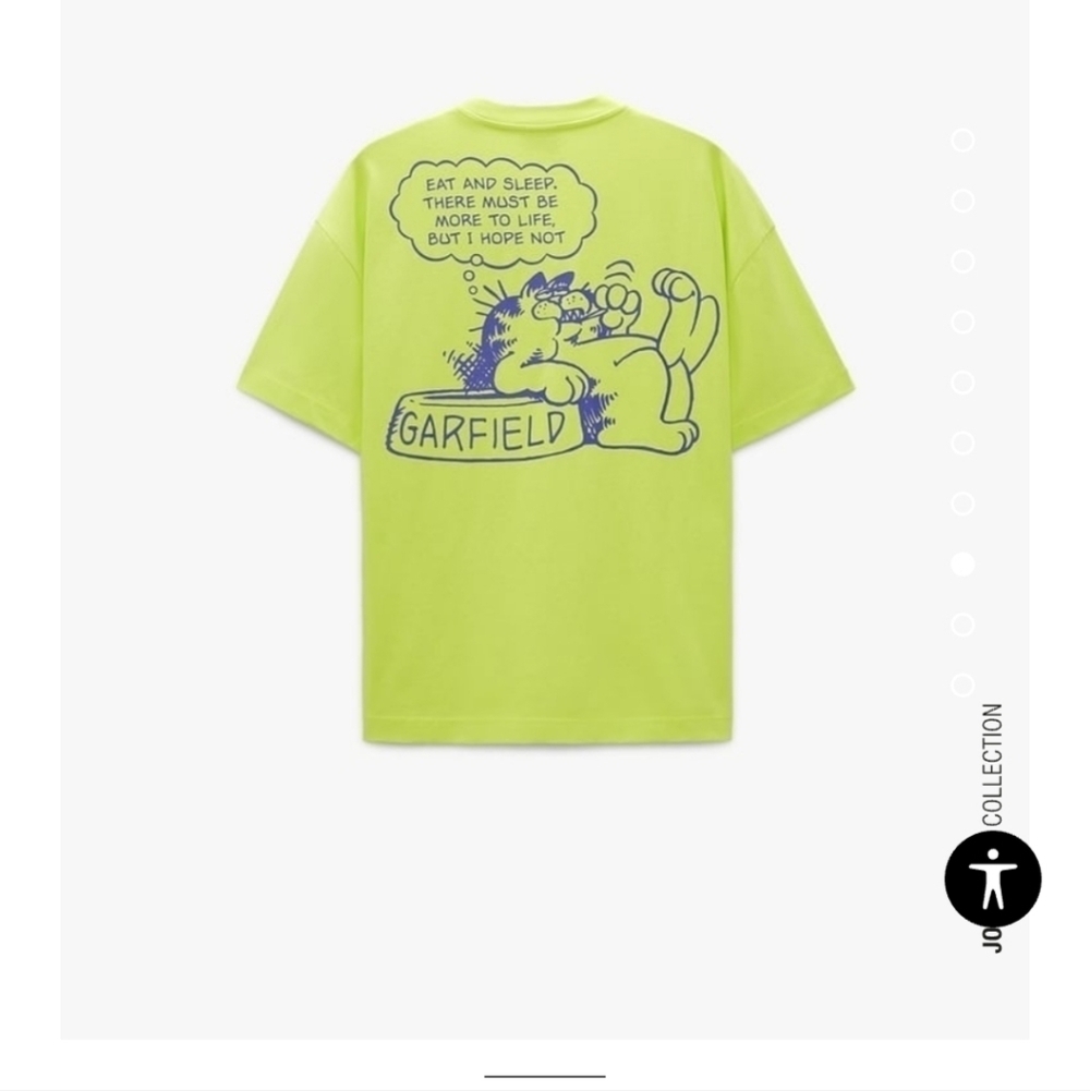 ZARA MEN WHITE GARFIELD © NICKELODEON PRINT T-SHIRT Size L #B1971 1165 405 301 - Picture 2 of 5